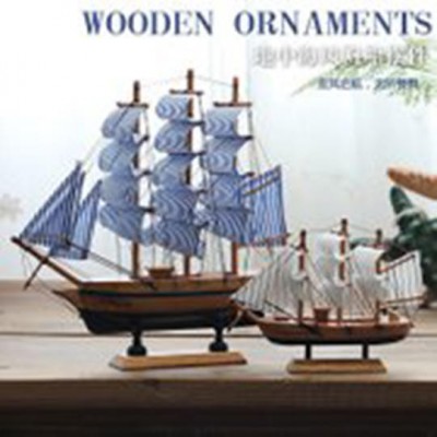 地中海風格一帆風順帆船模型工藝品仿真實木漁船小木船裝飾品擺件